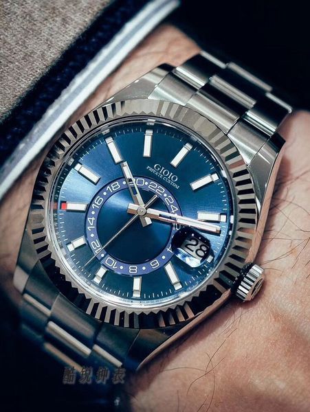 

men automatic mechanical watch sky ceramic sapphire rose gold coffer 36mm, Slivery;brown