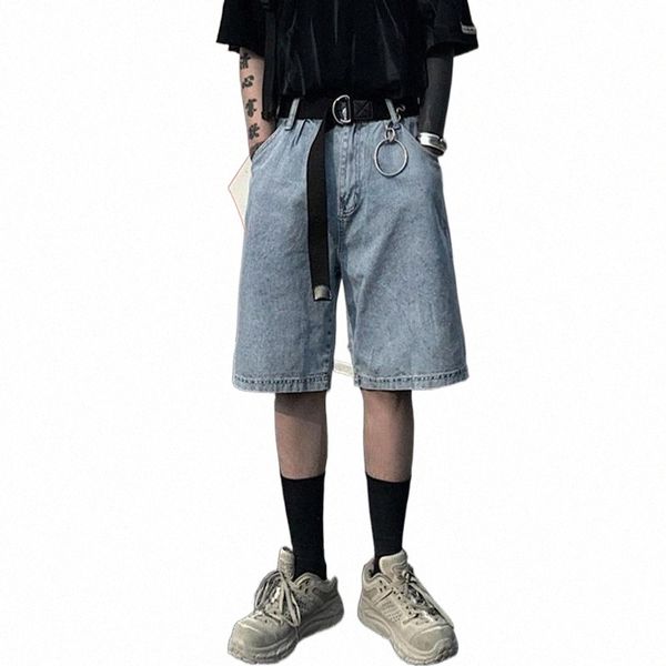

.vintage wash jeans for men and women summer hip-hop jean shorts men's m6h9#, Blue