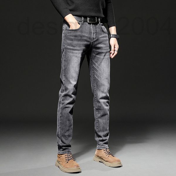 

men's jeans designer high end jeans men's light luxury fashion elastic grey trousers ordinary youth cotton casual micro 2hc9, Blue
