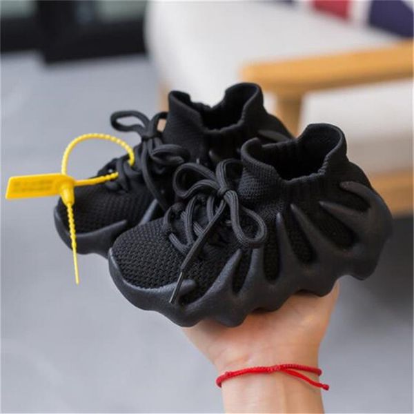 

fashion children boys girls sneakers toddler little big kids trainers designer shoes knit sport shoes2016, Black;red