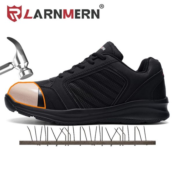 

larnmerm safety shoes work shoes steel toe water-proof lightweight breathable anti-smashing non-slip construction shoes 201019, Black;brown