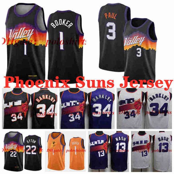 

devin 1 booker basketball jerseys 22 ayton 13 nash 34 barkley 3 paul jersey, Black;red