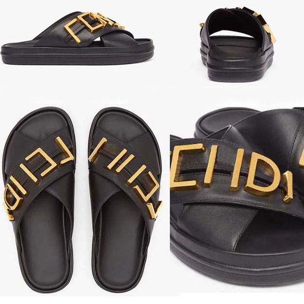 

designer sandals women's sandals f black white letters smooth leather resin pure ochre bone foam ladies eva slippers running