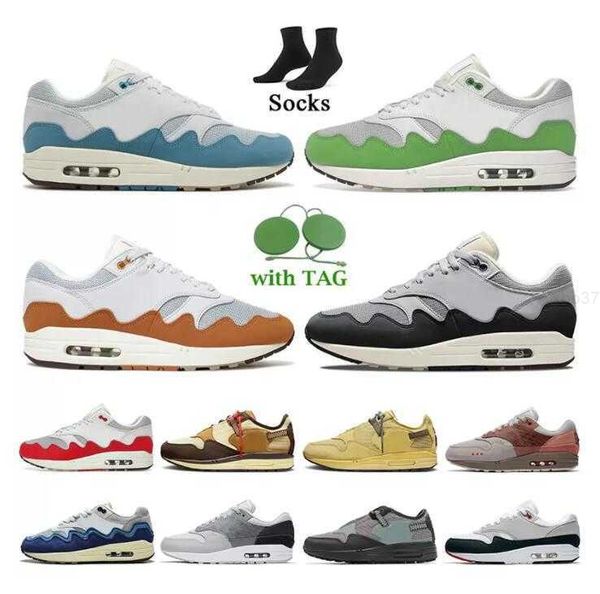 

2022 new women mens fashion 87 running shoes patta 1 waves noise aqua monarch black green baroque brown saturn gold cave stone trainersventi