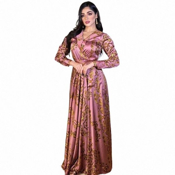 

ethnic clothing loose robe casual floral muslim abaya dress long sleeve belt maxi kaftan dresses 2021 winter ladies vestidos plus size x29r#, Red