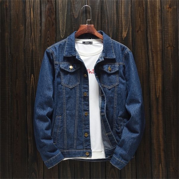

men s spring autumn models large size denim jacket korean version of the slim trend simple fashion casual jeans coat 220819, Black;brown