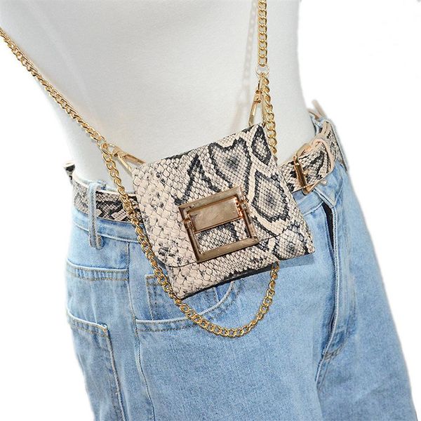 

european american snake python pattern belts women versatile metal chain mini wallet mobile phone bag belt2319, Black;brown