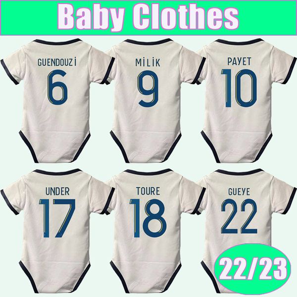

22 23 milik payet guendouzi gerson baby clothes soccer jerseys luis henrique bakambu under toure gueye konrad dieng home football shirt, Black