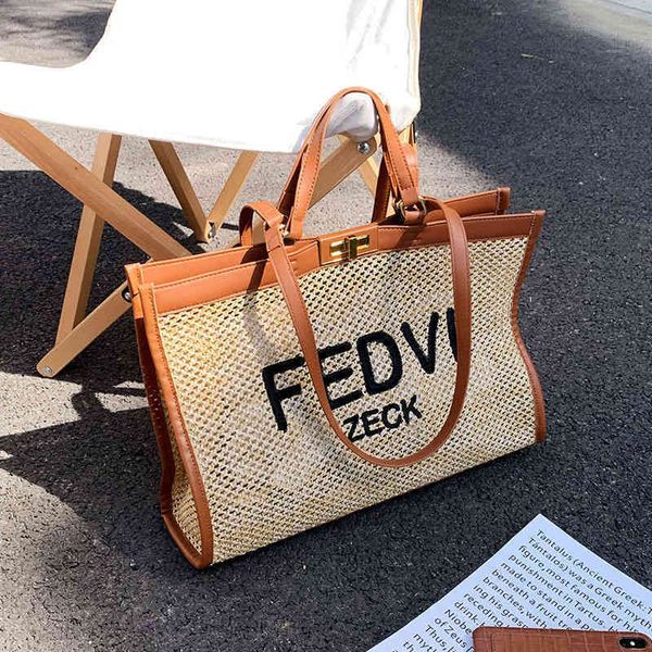 

60% off online clearance summer large capacity beach grass woven bag women's versatile new fashion shoulder portable tote bag