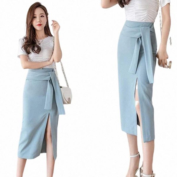 

solid color split long korean fashion high-waisted vintage spring autumn summer women's clothing skirts vetement femme 2021 x3wo#, Black