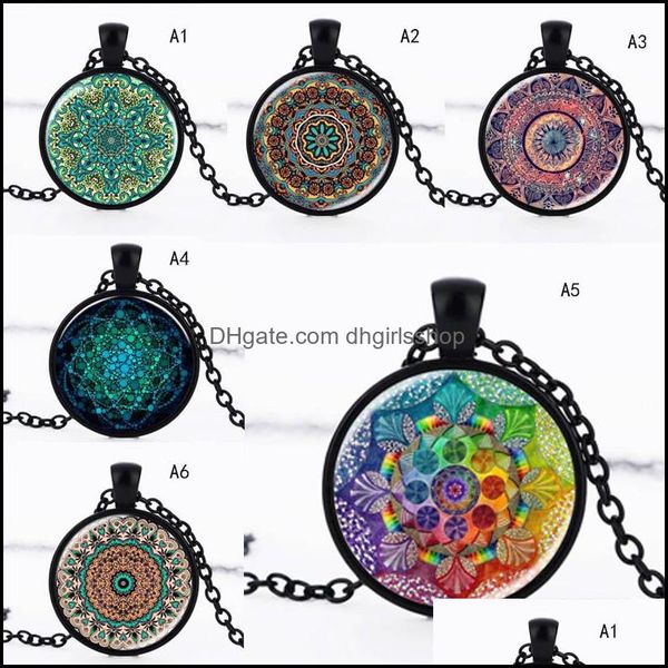 

pendant necklaces new indian mandala flower of life necklace vintage buddhism meditation cabochon glass for women men fas dhgirlsshop dhxkm, Silver