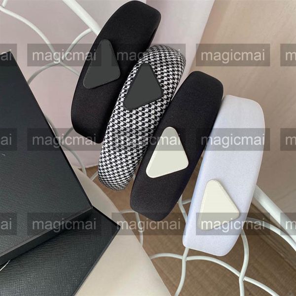 

designer fashion hair accessories classic head sticks wild headband with box casual style hoop mental triangle black white party w237q, Slivery;white