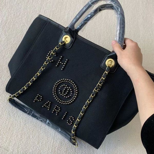 

women's fashion luxury handbags pearl evening bags brand ch canvas beach bag designers female large capacity shopping totes handbag big
