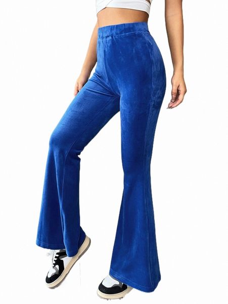 

high waist velvet flare leg pants t2gh#, Black;white