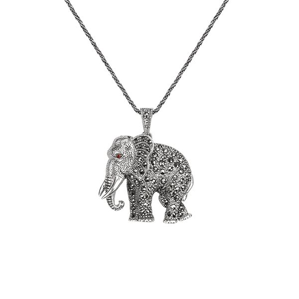

pendant necklaces for women the red-eyed elephant elegant marcasite jewelry accessories, Silver