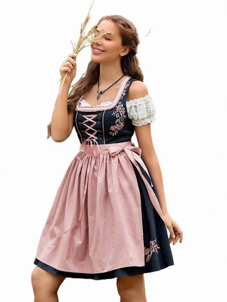 

lace up front floral embroidery wrap overlap dress without t9tg#, Black;gray