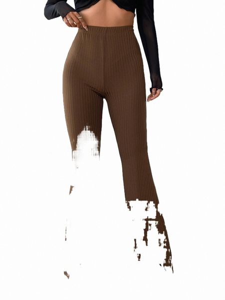 

women's pants high waist ribbed knit flare leg pants 86kgddg#, Black;white