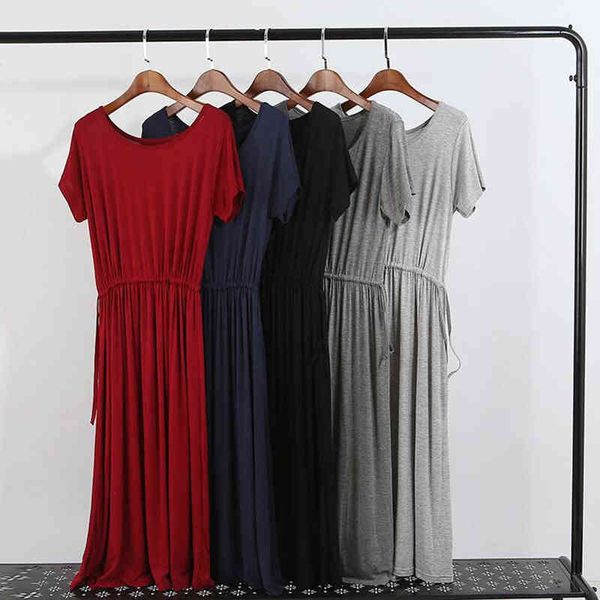 

fdfklak modal pragnent dress maternity clothes pregnancy nightwear 2020 summer new short sleeve nightgown for pregnant women j220813, White