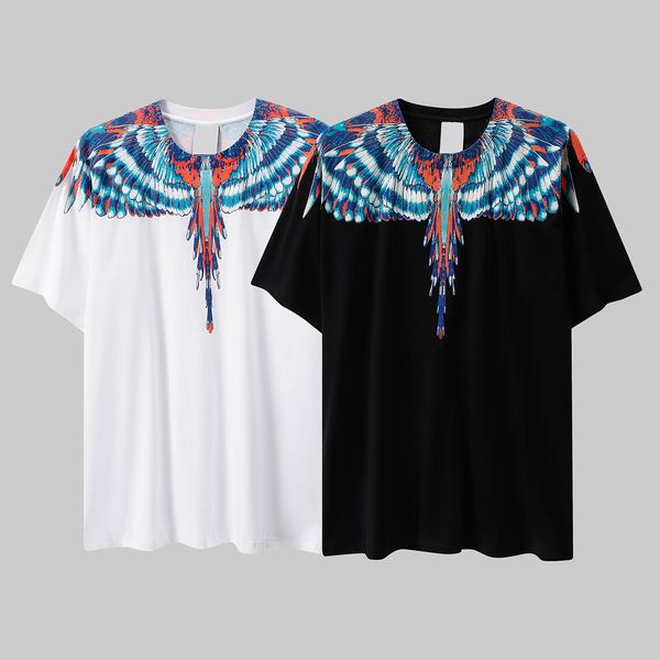 

22 fashion men's t-shirts designers t-shirts european tide brand mb clothes mens women luxurys street shalf dazzle wing feather short s, White;black