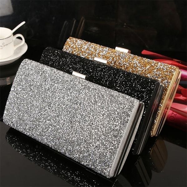 

women evening clutch bag diamond sequin wedding purse and handbag party banquet black gold silver two chain shoulder 220818