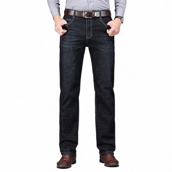 

spring and autumn men's business classic leisure jeans basic styles straight pant quality plus size 28-42 a8am#, Blue