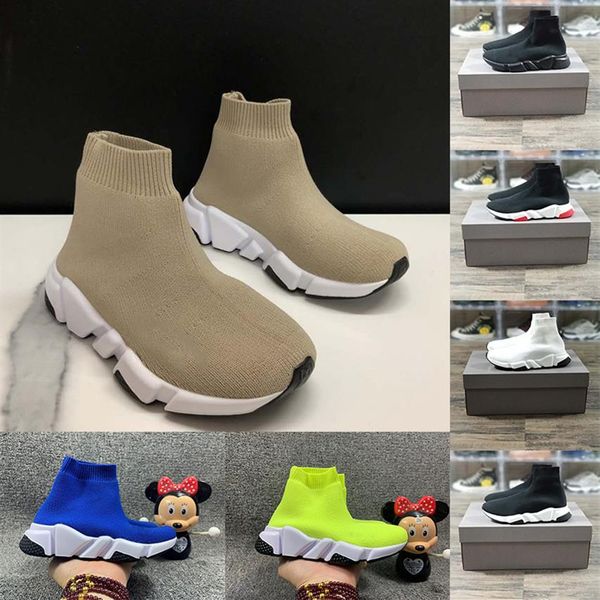 

kids girls t selling original paris childrens boots sock 1 0 walking shoes black white red speed trainer lace socks sports snea262m, Black;grey