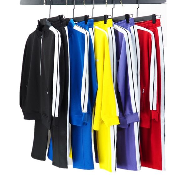 

mens womens designer tracksuits sportswear sweatshirt jacket trousers white color stripe side zipper casual essential in autumn and winter, Gray