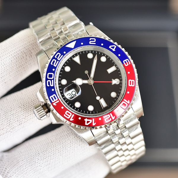 

Mens/Womens Watches Automatic GMT Mechanical 40mm Watch 904L Stainless Steel Blue Black Ceramic Sapphire glass Super luminous WristWatches montre de luxe gifts ST9, Waterproof