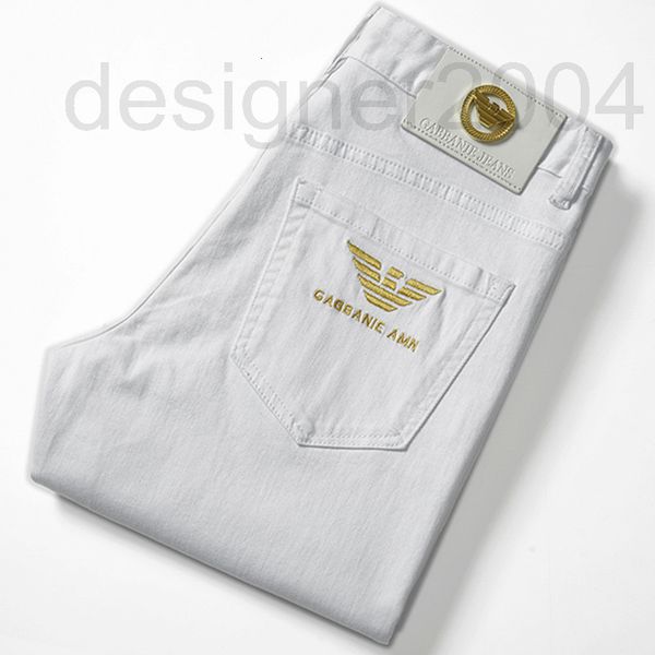 

men's jeans designer chiamania spring and summer new jeans men's pure black white two color slim fit small foot korean elastic fas, Blue