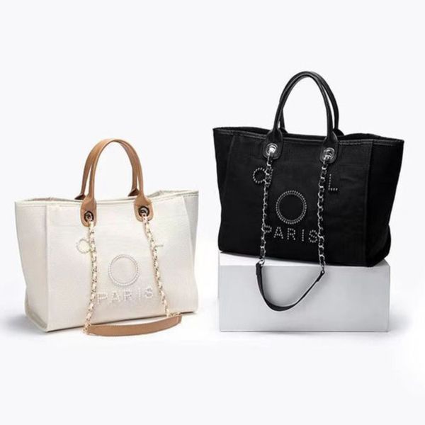 

luxury women's classic handbags pearl evening bags brand ch canvas beach bag designers female large capacity shopping totes handbag big