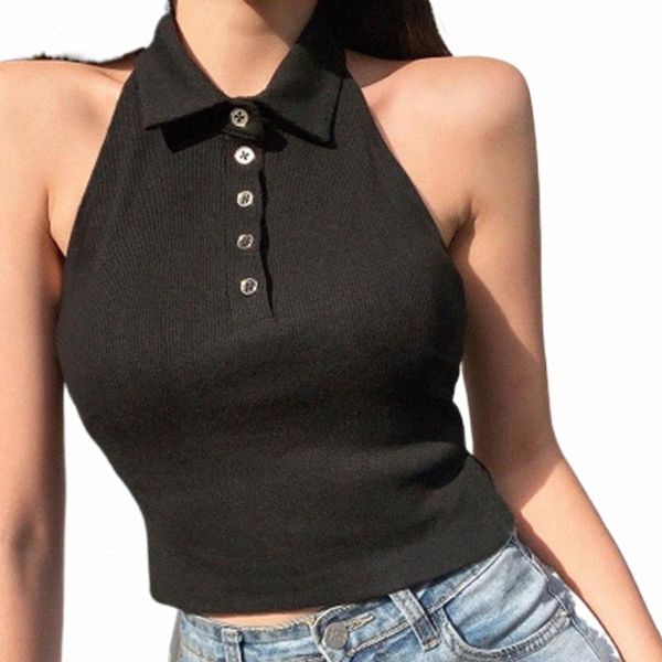 

women's crop black open back neck vest corset summer sports women buttoned shirt female tanks & camis w2nh#, White