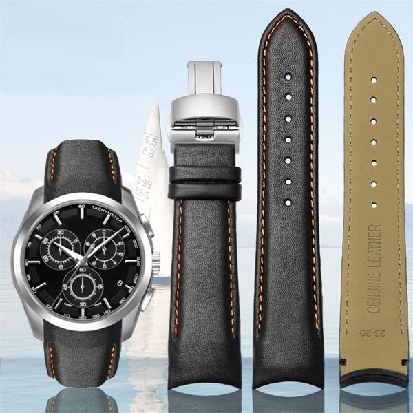 

genuine calf leather watchband watch band strap for tissot couturier t035 t035617 627 t035439 watch band 22/23/24mm brush buckle 220819, Black;brown