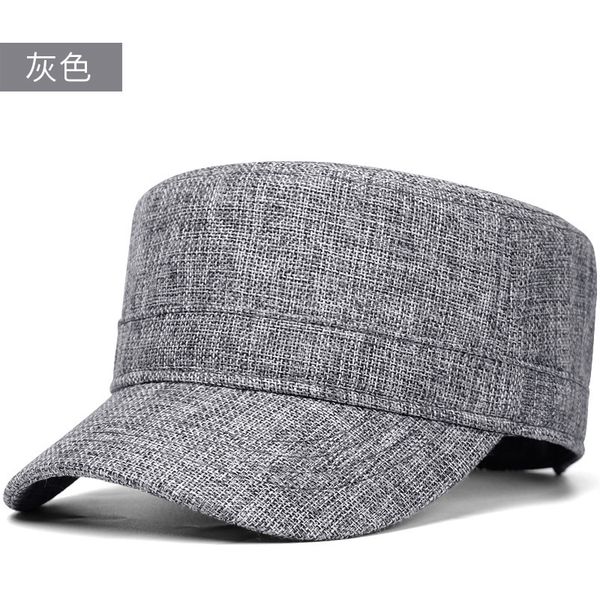 

summer thin breathable faux linen army flat hat dad sun cap men women big size military baeball caps 56-60cm 61-66cm 220819, Blue;gray