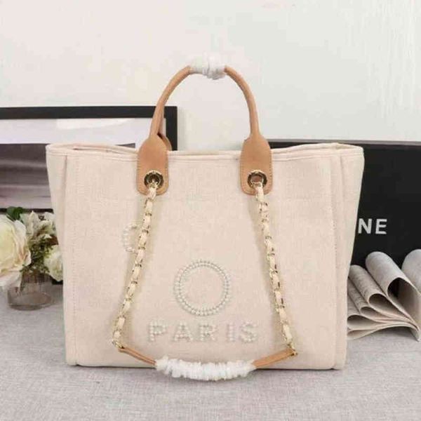 

women's luxury fashion evening bags brand ch handbags pearl tote canvas beach bag designers female portable shoulder large capacity big, Black;red
