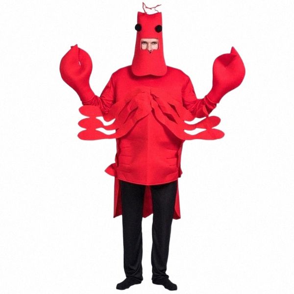 

theme costume halloween for men red lobster funny cosplaytheme 004t#, Black;red