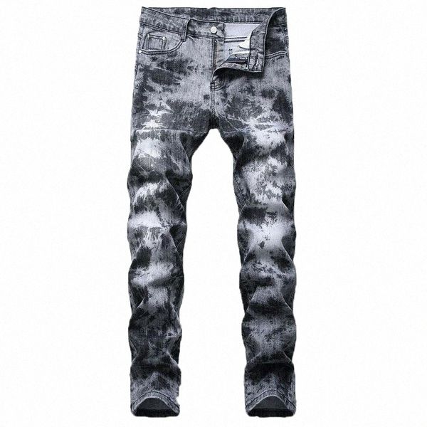 

men's jeans 2022 arrival straight elastic washed casual denim pants men trousers pantalon homme plus size 40 42 76be#, Blue