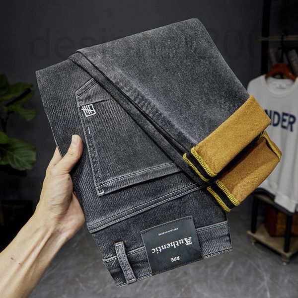 

men's jeans designer winter fleece black jeans men's 2021 new embroidery high-end light luxury fashion slim small straight pants 8, Blue