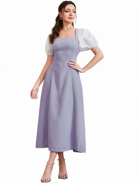 

casual dresses square neck puff sleeve a-line dress p6sgsge0#, Black;gray