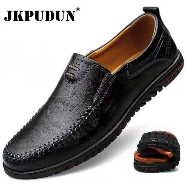

genuine leather men shoes luxury brand casual slip on formal loafers moccasins italian black male driving jkpudun 220819