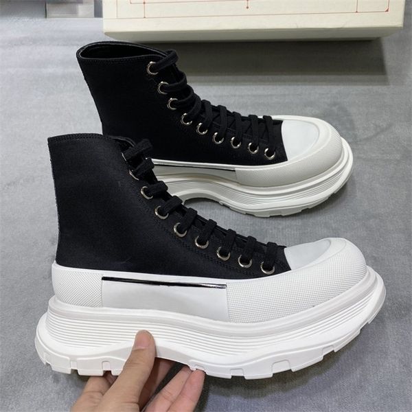 

high platform canvas sneakers ladies running flats lace up black mules casual daddy shoes without box w220818