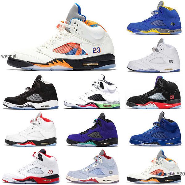 

2022 new classic original 5 basketball shoes 5s men fire red alternate grape blue suede international flight laney royal metallic silver j o, Black