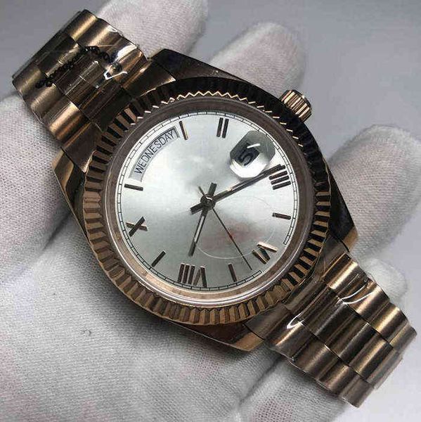 

huiya06 mens automatic mechanical watch 41mm stainless steel diamond bezel water, Slivery;brown