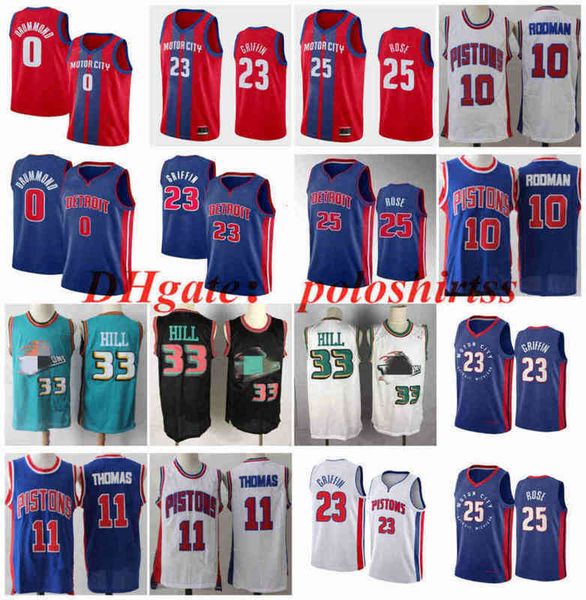 

detroit's pistons's stitched big yards s-6xl blake 23 basketball jerseys derrick 25 rose isiah 11 thomas dennis 10 rodman 33 hill, Black;red