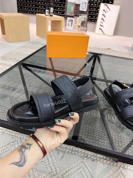 

slippers fashion man slipper soft leather classic designer sandal slides summer sandals metal luxury sandles scuffs size38-45, Black