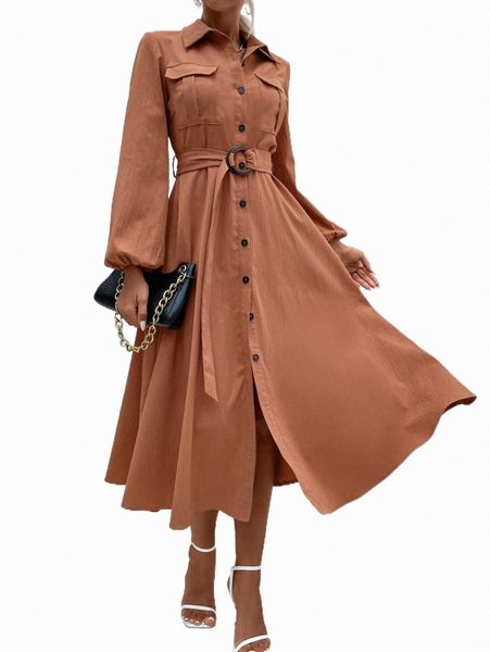 

lantern sleeve belted shirt dress c0ul#, Black;gray