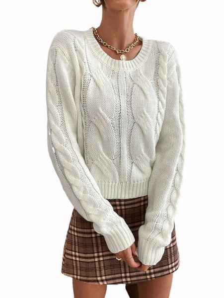 

cable knit drop shoulder sweater h7k9#, White;black