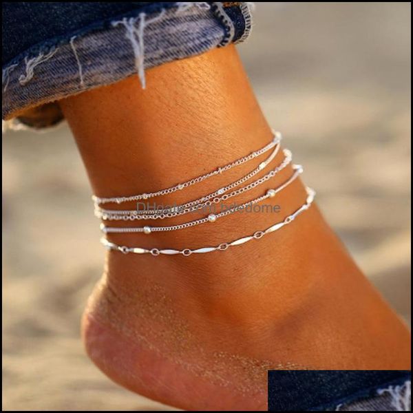 

anklets bead anklet women ankle chain for beach travel 5 layers set 211944 drop delivery 2021 jewelry bdedome dhplh, Red;blue
