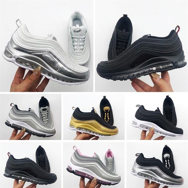 

2021 youth kids shoes og triple white runner shoes boys girl metallic gold silver bullet pink children trainer sports sneaker288k, Black