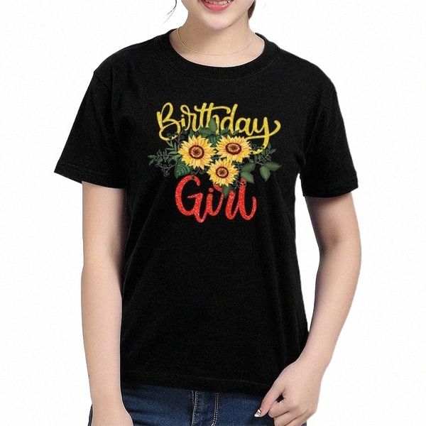 

women's t-shirt brithday girl t shirt women fashion sunflower floral printed tee short sleeve o-neck woman clothing female tshirts l5p, White