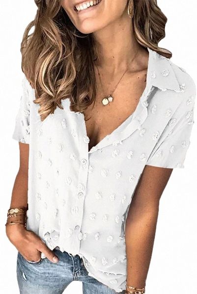 

women's t-shirt arrival women short sleeve shirt t-shirts summer white turn-down collar button tee lady street solid female x2va#